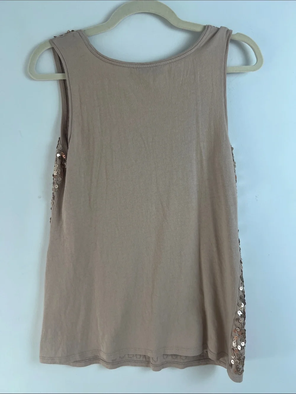 LOFT Small Bundle X2 Beige Sequin Tank And Animal Print Puff Ruched Sleeve Tops